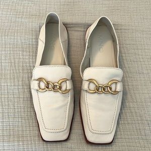 Mango White Leather Flats